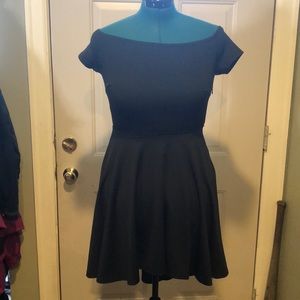 Off the shoulder high-low skater dress
